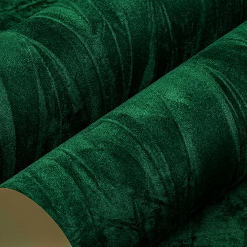 LaCheery Emerald Green Velvet Wallpaper Peel and Stick Green Crushed Velvet by LaCheery