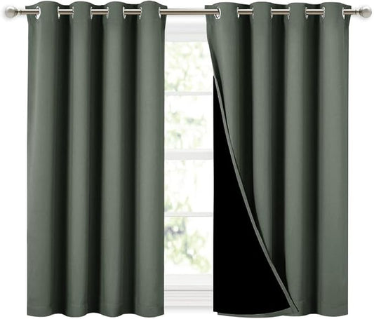 NICETOWN Dark Mallard 100% Blackout Curtains 45 inches Long, 2 Thick Layers by NICETOWN