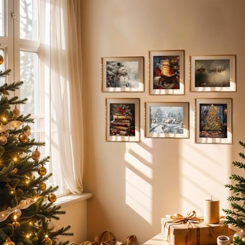 Vintage Christmas Santa Poster Set of 6, Santa Claus Pictures Wall Art - Image 3