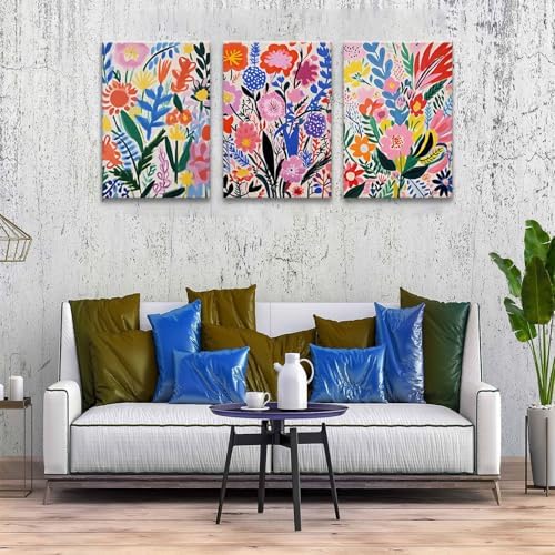 TBKHUDBI Henri Matisse Wall Art Colorful Floral Painting Canvas Prints Set of 3 - Image 4