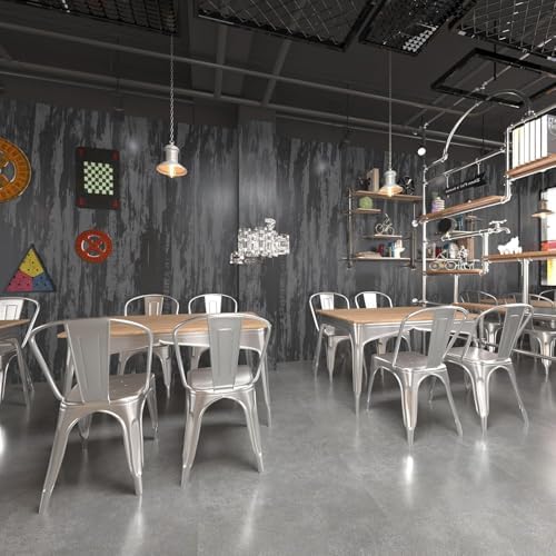 BOMENG Extra Wide Concrete Peel and Stick Industrial Wallpaper 48"x197" Black - Image 5