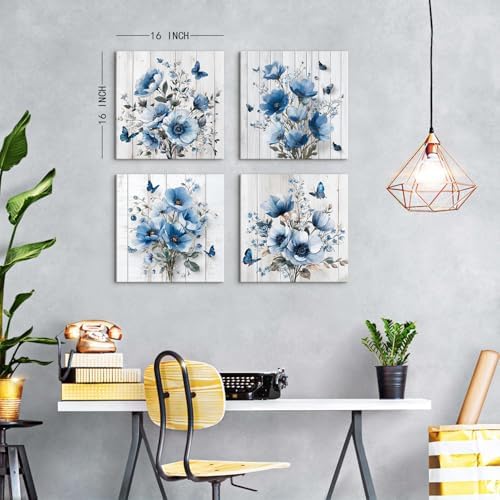 Flowers Framed Canvas Wall Art Butterfly Wall Decor - Image 3