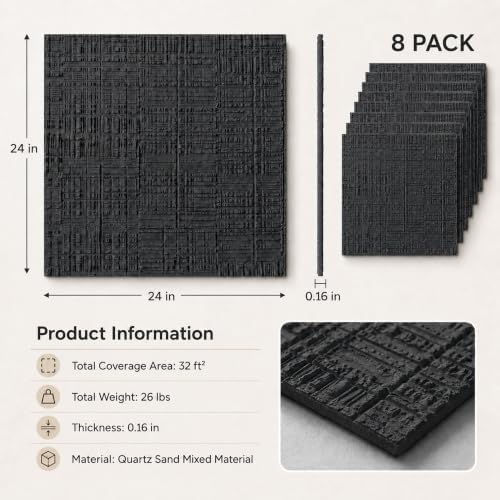 VooBang 8-Pack 3D Wall Panels, Quartz Sand Mixed Material, Bendable & Cut-Free - Image 2