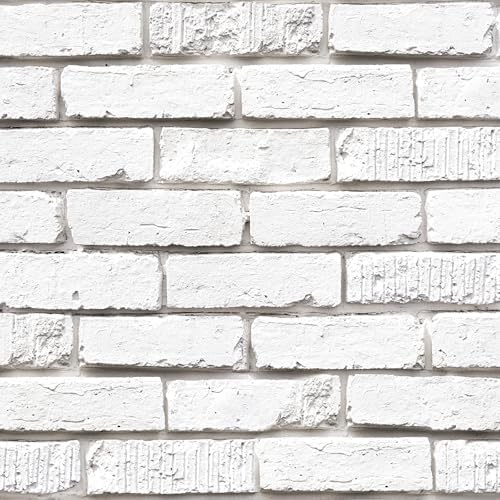 Tomete White Brick Peel and Stick Wallpaper Gray Removable 17.3”×393” by Tomete