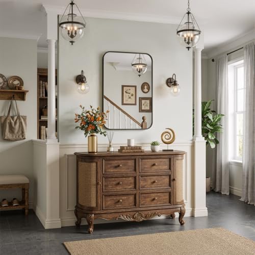 20"x30" Bathroom Mirrors for Over Sink, Matte Black Rectangle Vanity Mirror - Image 2