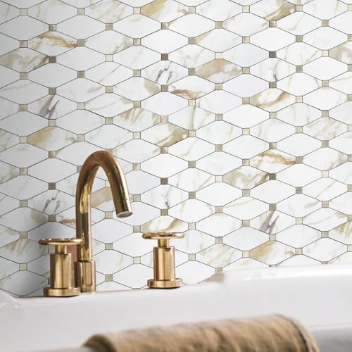 STICKGOO 1 Sheet Peel and Stick Backsplash, Calacatta Golden Stick on Aluminum - Image 3