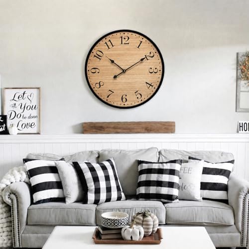 Rustic Farmhouse Wall Clocks for Living Room Decor, Large 24 inch Wall Clock - Image 5
