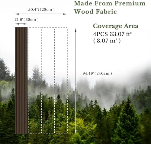 MISSDAY Wood Slat Acoustic Wall Panels, 4 Packs 94.5" x 12.6" Dark Walnut - Image 5