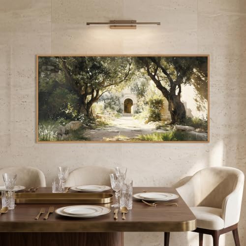 Garden of Gethsemane Landscape Framed Canvas Wall Art -20"x40" - Image 3