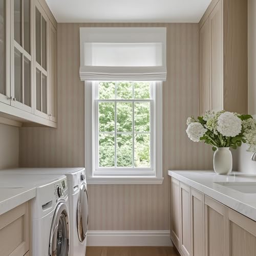 RollsRolla Pink and Beige Striped Peel and Stick Wallpaper, Cottage Farmhouse - Image 5