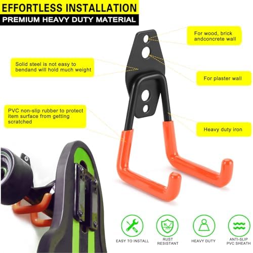 18 Pack Heavy Duty Garage Hooks, Utility Wall Mounted Storage System, - Image 2