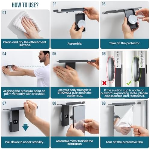 TAILI Shower Mirror Fogless for Shaving, Fogless Mirror Suction Wall Mounted - Image 5