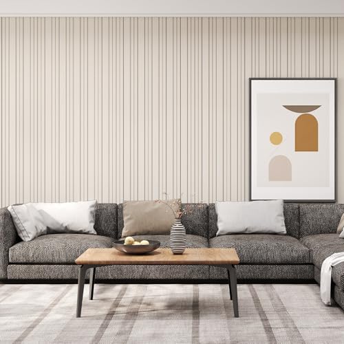 Timeet Modern Peel and Stick Wallpaper Wallpaper Beige Boho Stripe Contact - Image 3