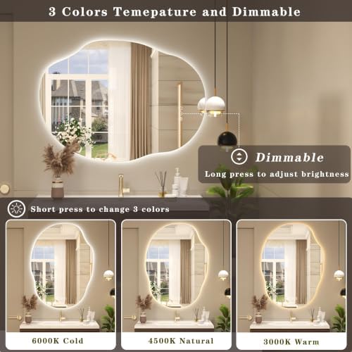 Irregular-Shaped Backlit LED Lighted Bathroom Mirror 22x30 - Image 4