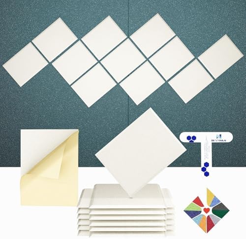 12 Pack Self-Adhesive Acoustic Panels, 2nd Generation Sound Absorbing Panel by DEXMOKO