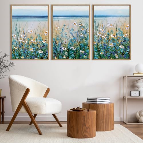 Extra Large Blue Floral Wall Art Framed Artwork - Image 6