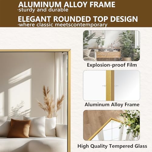 Koonmi 67"x30" Floor Mirror Full Length, Large Gold Mirror - Image 4