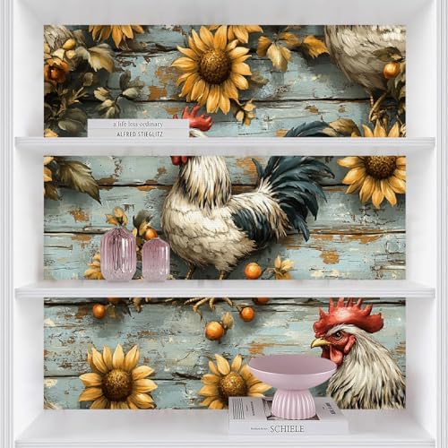 Peel and Stick Mural Sunflowers Rooster Removable Wallpaper 17.3"x197" Self - Image 4
