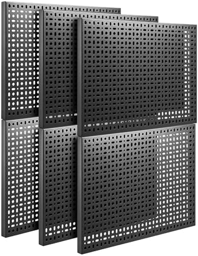 6 Pack Peg Board, 16×12" Black Metal Pegboard Wall Panels by DHLANROY