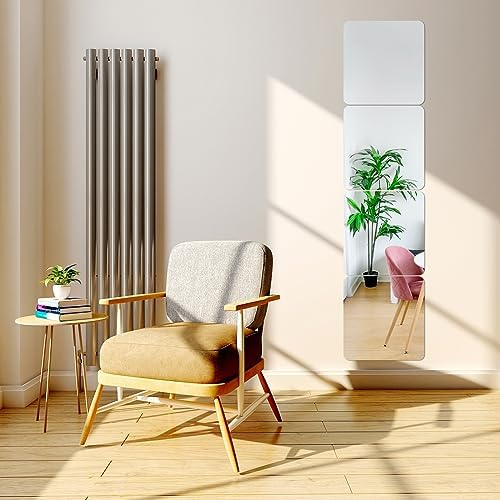 Fantasyon 4 Pieces Flexible Mirror Sheets, 2mm Thickness Decorative Self - Image 4