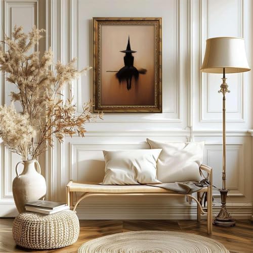 Vintage Gold Framed Halloween Canvas Wall Art - Image 5