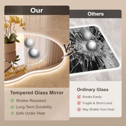 20''x30'' Backlit Mirror Bathroom Wall Irregular, LED Bathroom Mirror - Image 7