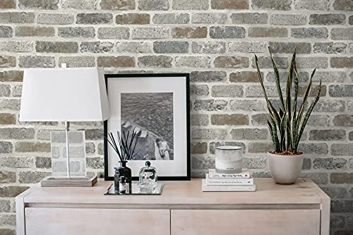NextWall Washed Faux Brick Smooth Peel and Stick Wallpaper - Image 3
