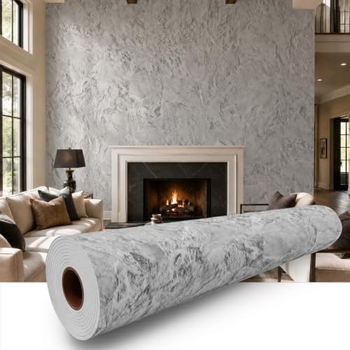 Light Gray Concrete Peel and Stick Wallpaper, 47.2 × 118 in by Qorqeous-PeelStickShine