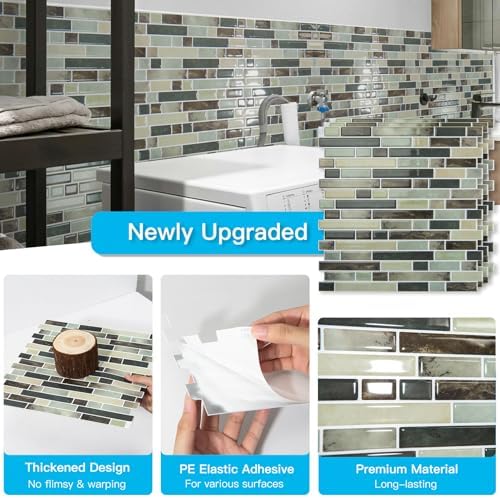 Art3d Linear Design Tile Peel and Stick Backsplash, Dark Brown - Image 5