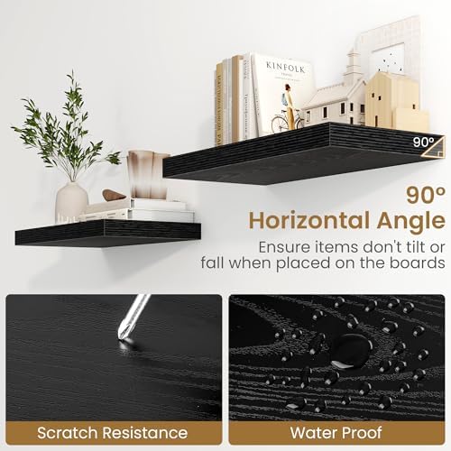 Fun Memories 40" W x 9.3" D Black Floating Shelves - Image 5