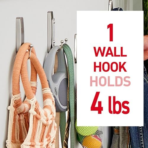 Command Large Brushed Nickel Double Hooks, 2 Hooks and 2 Strips, Damage Free - Image 3