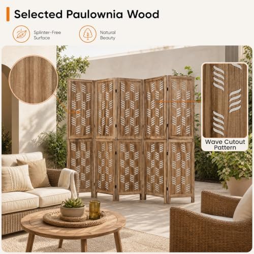 GIANTEX 6 Panel Folding Room Divider, Wood Privacy Screen - Image 6