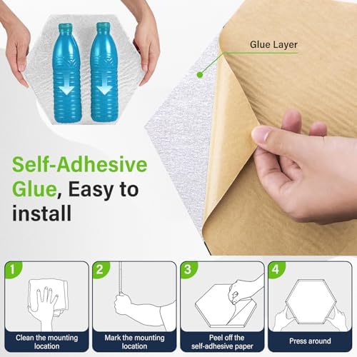 12 Pack Hexagon Sound Panels, Acoustic Wall Tiles Self-Adhesive & Fireproof - Image 3