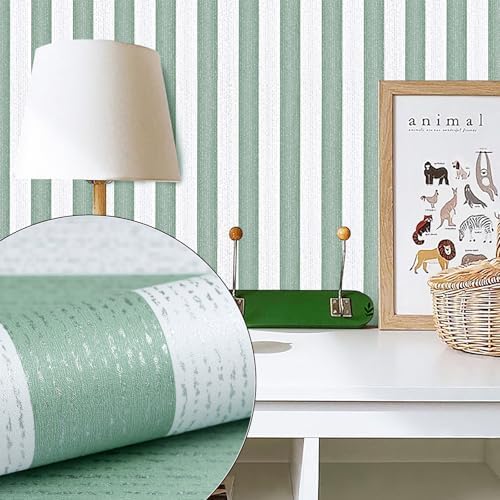 Green Stripe Peel and Stick Wallpaper 15.7" x 1180" - Image 2