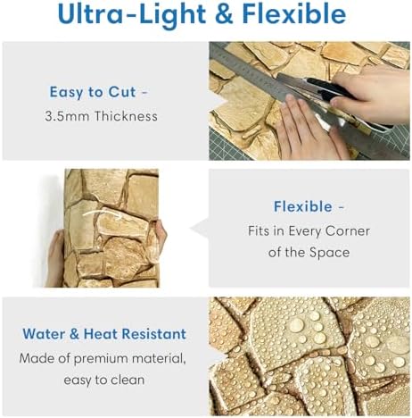 COMSTICKC 3D Faux Stone Wall Panel Peel and Stick Wall Stickers - Image 4