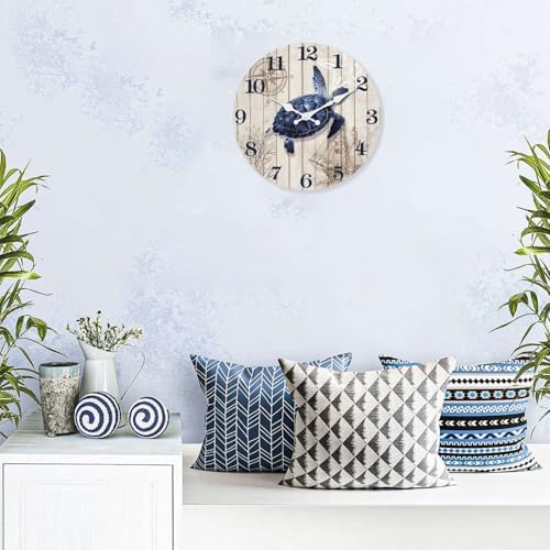 XFM Large Sea Turtle Wall Clock 24 Inch Blue Nautical - Image 4