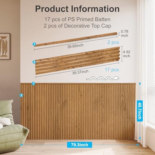 Art3d 79.3 x 40.7 Inch Beaded Wainscoting Wall Panel, 22.38 sq.ft - Image 2