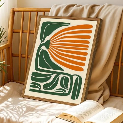 Framed Boho Floral Wall Art, Mid Century Modern Flower Canvas Wall Decor - Image 7