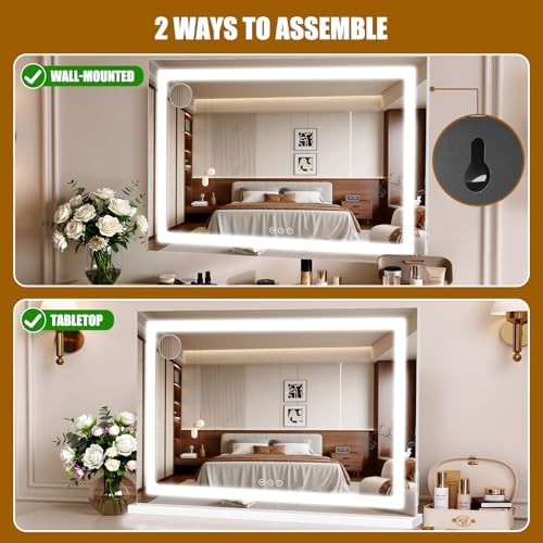 Vanity Mirror with Lights 32"x20", LED Makeup Mirror, 3 Color Lighting Modes - Image 5