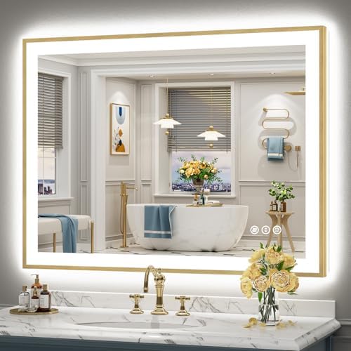 48x36 Gold LED Bathroom Mirror by Awandee
