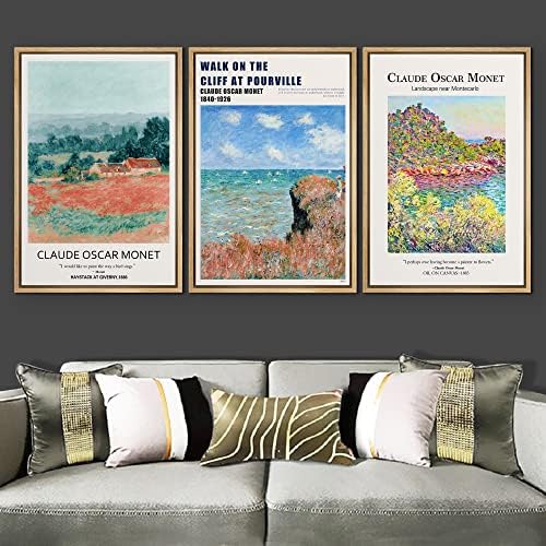 MUDECOR Framed Wall Art Print Set Walk on The Cliff at Pourville by Claude - Image 3