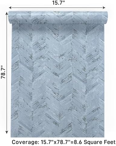 VaryPaper 15.7''x78.7'' Light Blue Grasscloth Peel and Stick Wallpaper - Image 7