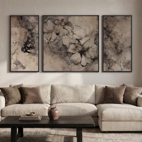 Extra Large Framed Neutral Brown Black Abstract Wall Art by Cuspin