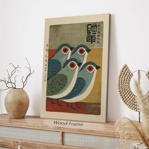 Japanese Mid Century Blue Bird Framed Posters Prints Vintage Animal Wall Art - Image 7
