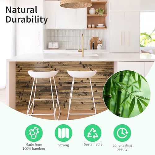 AMZDEPOT Natural Bamboo Wall Panel, 12 x 96 Inch, Dark Burned - Image 3