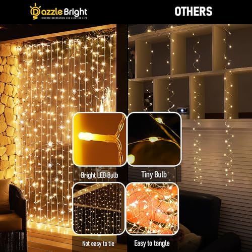 Dazzle Bright 300 LED Curtain Lights, Plug in Fairy Curtain Lights - Image 3