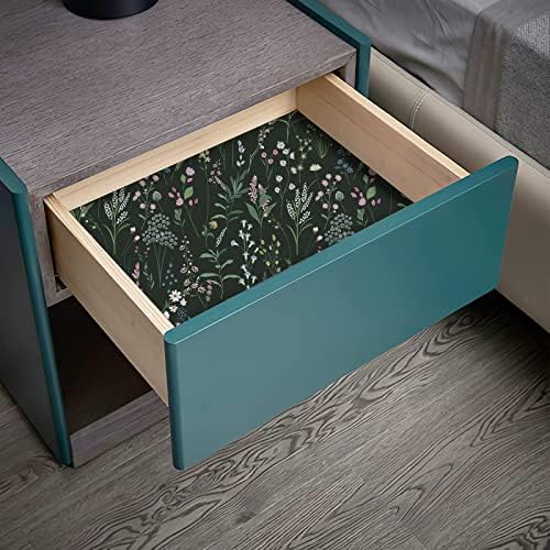 JiffDiff Dark Green Botanical Floral Peel and Stick Wallpaper, 17.3" x 472" - Image 6