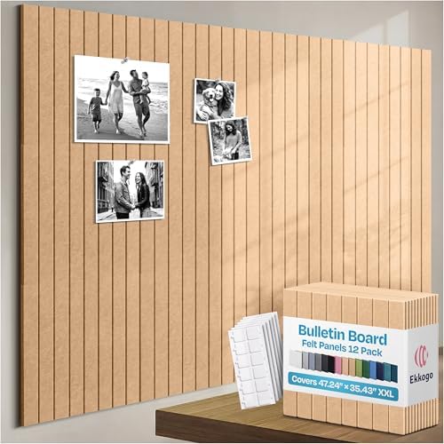 X-Large Cork Board Alternative 12-Pack Felt Bulletin Board Thick and Decorative by EkkogoAcousticPanels
