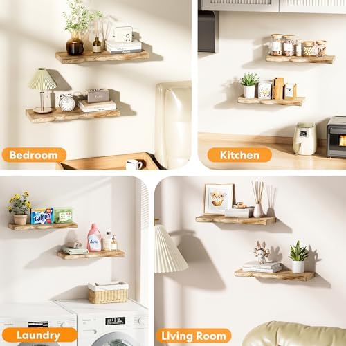Organic Wavy Edge Floating Shelves, Hidden Brackets, 2 Pack 24 in - Image 7