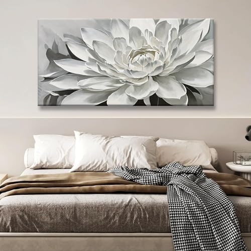 TAIJXAGSG Wall Art Living Room Flower White Wall Art Modern Canvas Art Wall - Image 4